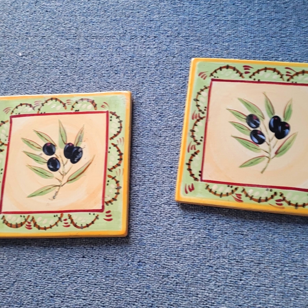 2 clay kitchen decor plates Hausenware